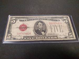 1928 F Five Dollar Red Seal United ...