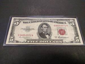 1953 A Five Dollar Red Seal United ...
