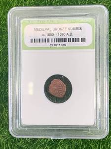 Medieval Bronze Nummis Coin from 1000-1690 A.D.