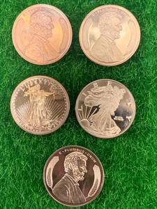 Lot of 5 Investment Grade .999 Copper Rounds