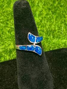 Blue Fire Opal Ring Size 7 from Israel