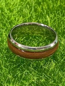 Tungsten Carbide Wood Inlay Wedding Band Size 11 Ring