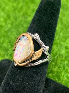 Vintage .925 Silver Fire Opal Ring Size 8