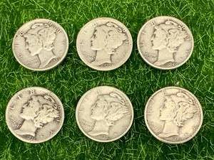 Lot of 6 Mercury Dimes