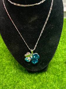 Irish Blue 4 Leaf Clover Necklace