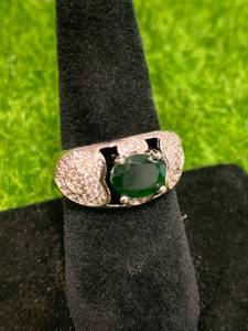 Emerald .925 Silver Ring Size 9