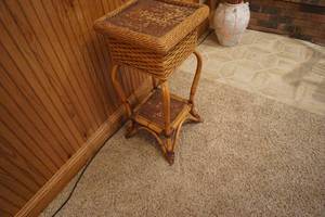 Wood Wicker PlantDisplay Stand