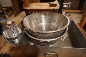 Large Commercial Roasting Pan, Collanders & Waffle Dispenser