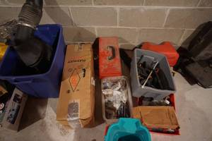 Assorted Tools, Tool Boxes, Totes and Hardware