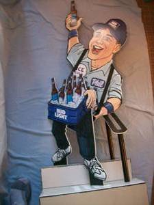 Bud Light cardboard store display. Approx. 49 x 18 x 14. Sorry its Phil not Wally. As shown.
