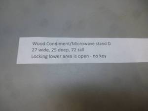 lot 44 image: Wood CondimentMicrowave Stand # D
