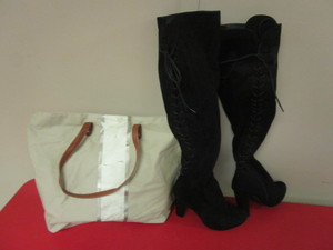 TOP MODA WOMENS TALL SUEDE BOOTS, SIZE 8 12