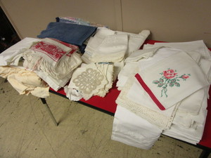 LINENS IN EXQUISITE CONDITION, HANDKERCHIEFS, DRESSER AND TABLE SCARVES, PILLOW CASES, DOILIES, MORE