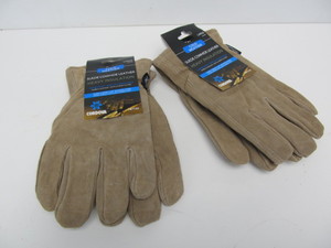 lot 21 image: 2 New Pairs of Insulated Leather Cold Weather Gloves - Size L