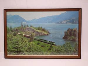 lot 163 image: Framed Vintage Burlington Northern Railroad Poster