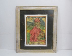 lot 83 image: Political Folk Art Original Artwork Mayor Norm Baseball Card Painting.
