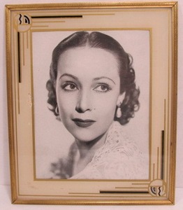 lot 91 image: Orig DELORES DEL RIO Hollywood Press Photo for Accused in Period Deco Reverse Painted Glass Frame