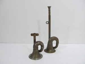 lot 115 image: Pair of Signed Old Vintage Brass Bicycle Horns