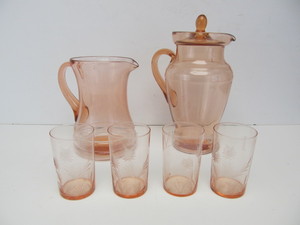 lot 42 image: Group of Pink Depression Glass