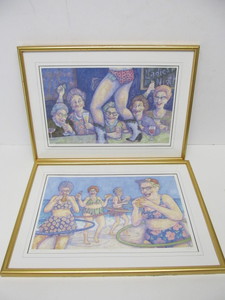 lot 142 image: Pair of Signed Numbered Comical Framed Prints by J. Heath
