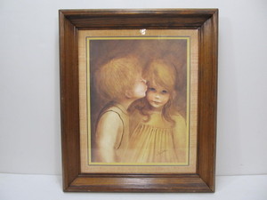 lot 195 image: Vintage Margaret Kane KEANE A little kiss Big Eye Girl & Boy