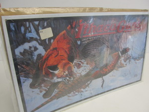 lot 124 image: Vintage Style Embossed Metal ITHACA GUNS Advertising Sign