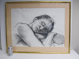 lot 206 image: Margaret Carroll - Professor of Art at Wellesley College - Original Charcoal Portrait