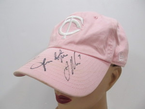 lot 209 image: Pink MN TWINS Hat Autographed by Joe Mauer Torii Hunter & Others