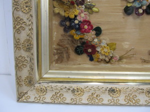 lot 226 image: Beautiful LARGE Antique Victorian Shadowbox Frame wHand Made Floral & Strawberry Display 