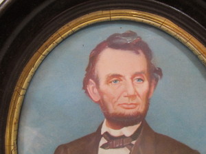 lot 235 image: Antique Oval Framed Abraham Lincoln Portrait Print