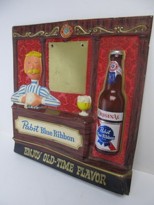 lot 254 image: vintage 1960s PABST Blue Ribbon PBR Bartender embossed Vacuum-Form Beer Sign