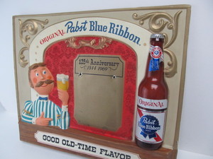 lot 255 image: vintage 1960s PABST Blue Ribbon PBR Bartender embossed Vacuum-Form Beer Sign