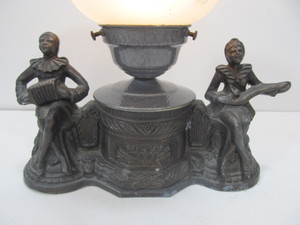 lot 258 image: Antique Cast Metal Figural Harlequin Desk Lamp
