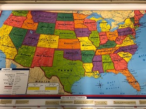lot 286 image: Nice Large RAND MCNALLY Pull-Down Classroom Map - 3 Maps in One