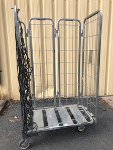 lot 180 image: Heavy Duty Rolling Warehouse Cart w Folding Sides