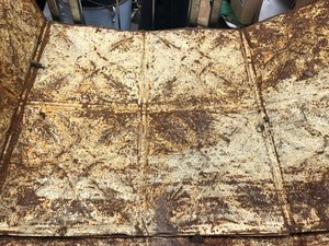 lot 257 image: LARGE Lot of Antique Architectural Tin Ceiling Panels