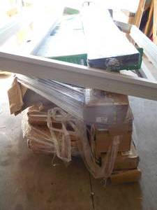 lot 78 image: WHOLESALE PALLET LOT OF BOX FURNITURE PARTS AND DOOR FRAME