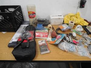 lot 106 image: Assorted box lot of goodies- tools- hardware