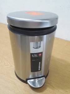 lot 149 image: simplehuman 4.5-Liter Fingerprint-Proof Brushed Stainless Steel Round Step-On Trash Can