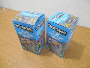 lot 196 image: (2) Ultrasac 33 Gal. Drawstring Blue Recycling Bags (45-Count)