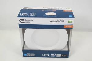lot 22 image: Commercial Electric 4 in. White Recessed LED Trim, SOFT WHITE - T45 (Qty 4)