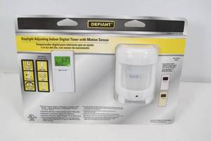 lot 21 image: DEFIANT Daylight Adjusting Indoor Digital Timer with Motion Sensor (Qty 3)