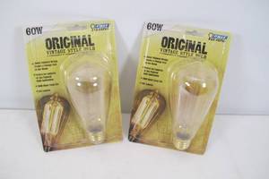 lot 41 image: FEIT Electric 60W 120 V Original Vintage Style Light Bulb (Qty 2) VINTAGE ANTIQUE LOOK
