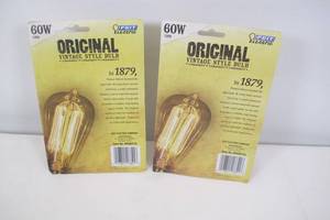 lot 45 image: FEIT Electric 60W 120 V Original Vintage Style Light Bulb (Qty 2) VINTAGE ANTIQUE LOOK