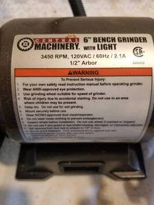 lot 96 image: Central Machinery 6 Bench Grinder with Light