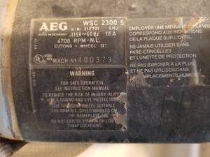 lot 98 image: AEG Portable Abrasive Cut-Off Machine