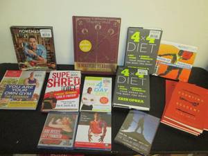 lot 28 image: Fitness & Cookbooks, With 3 DVDs ,...