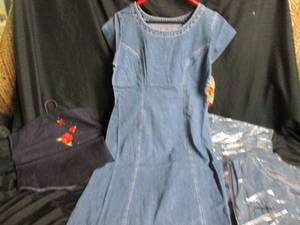 lot 113 image: 5pc. Ladies Denim Dresses (Size L)...