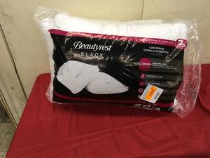 lot 185 image: Beautyrest Black StandardQueen 2 Pk, Retail $17.99