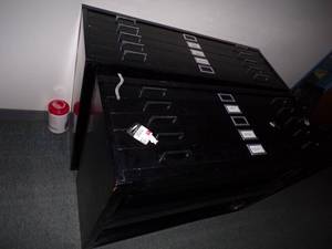 lot 69 image: Pair of Metal Artworks  Map  Photography Shelves